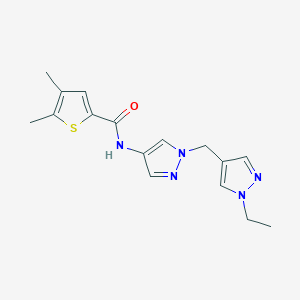 molecular formula C16H19N5OS B4646570 N-{1-[(1-ethyl-1H-pyrazol-4-yl)methyl]-1H-pyrazol-4-yl}-4,5-dimethyl-2-thiophenecarboxamide 