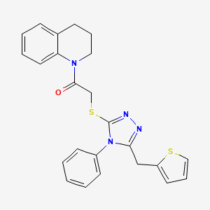 molecular formula C24H22N4OS2 B4646576 1-({[4-phenyl-5-(2-thienylmethyl)-4H-1,2,4-triazol-3-yl]thio}acetyl)-1,2,3,4-tetrahydroquinoline 