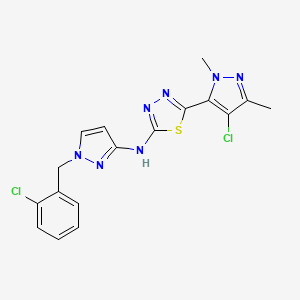 molecular formula C17H15Cl2N7S B4646577 N-[1-(2-chlorobenzyl)-1H-pyrazol-3-yl]-5-(4-chloro-1,3-dimethyl-1H-pyrazol-5-yl)-1,3,4-thiadiazol-2-amine 