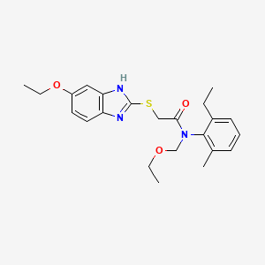 molecular formula C23H29N3O3S B4646589 2-[(5-ethoxy-1H-benzimidazol-2-yl)thio]-N-(ethoxymethyl)-N-(2-ethyl-6-methylphenyl)acetamide 