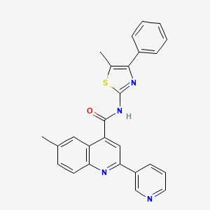 molecular formula C26H20N4OS B4646607 6-methyl-N-(5-methyl-4-phenyl-1,3-thiazol-2-yl)-2-(3-pyridinyl)-4-quinolinecarboxamide 