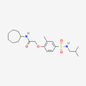 molecular formula C20H32N2O4S B4646627 N-cycloheptyl-2-{4-[(isobutylamino)sulfonyl]-2-methylphenoxy}acetamide 