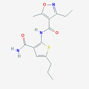molecular formula C15H19N3O3S B4646634 N-[3-(aminocarbonyl)-5-propyl-2-thienyl]-3-ethyl-5-methyl-4-isoxazolecarboxamide 
