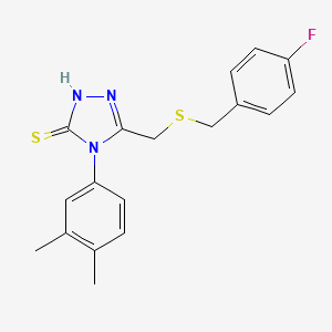 molecular formula C18H18FN3S2 B4646783 4-(3,4-dimethylphenyl)-5-{[(4-fluorobenzyl)thio]methyl}-4H-1,2,4-triazole-3-thiol 