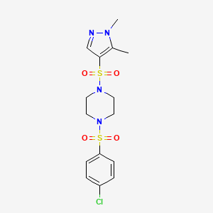 molecular formula C15H19ClN4O4S2 B4646797 1-[(4-chlorophenyl)sulfonyl]-4-[(1,5-dimethyl-1H-pyrazol-4-yl)sulfonyl]piperazine 