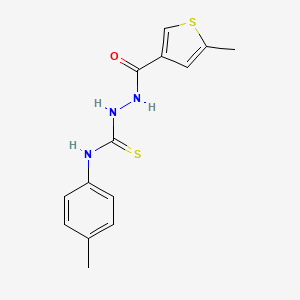 molecular formula C14H15N3OS2 B4646902 N-(4-methylphenyl)-2-[(5-methyl-3-thienyl)carbonyl]hydrazinecarbothioamide 