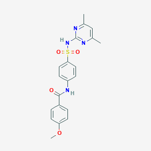 molecular formula C20H20N4O4S B464699 N-(4-{[(4,6-dimethyl-2-pyrimidinyl)amino]sulfonyl}phenyl)-4-methoxybenzamide CAS No. 112865-30-2