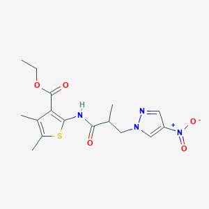 molecular formula C16H20N4O5S B4647000 ethyl 4,5-dimethyl-2-{[2-methyl-3-(4-nitro-1H-pyrazol-1-yl)propanoyl]amino}-3-thiophenecarboxylate 