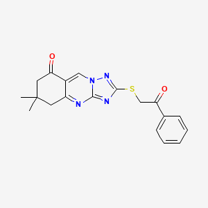molecular formula C19H18N4O2S B4647063 6,6-dimethyl-2-[(2-oxo-2-phenylethyl)thio]-6,7-dihydro[1,2,4]triazolo[5,1-b]quinazolin-8(5H)-one 
