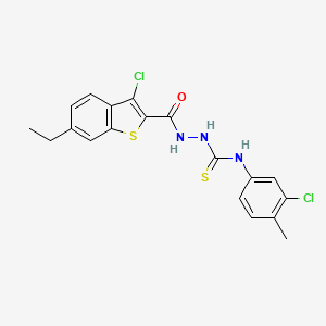 molecular formula C19H17Cl2N3OS2 B4647094 2-[(3-chloro-6-ethyl-1-benzothien-2-yl)carbonyl]-N-(3-chloro-4-methylphenyl)hydrazinecarbothioamide 