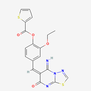 2-ethoxy-4-[(5-imino-7-oxo-5H-[1,3,4]thiadiazolo[3,2-a]pyrimidin-6(7H)-ylidene)methyl]phenyl 2-thiophenecarboxylate