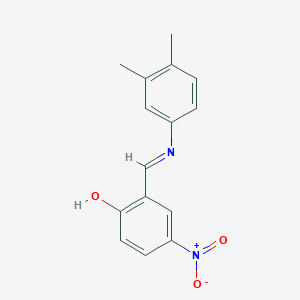 molecular formula C15H14N2O3 B464714 2-{[(3,4-Dimethylphenyl)imino]methyl}-4-nitrophenol CAS No. 300698-37-7