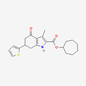 cycloheptyl 3-methyl-4-oxo-6-(2-thienyl)-4,5,6,7-tetrahydro-1H-indole-2-carboxylate