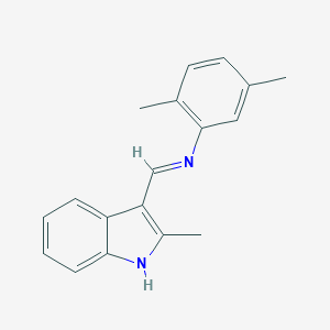molecular formula C18H18N2 B464718 2,5-dimethyl-N-[(E)-(2-methyl-1H-indol-3-yl)methylidene]aniline 