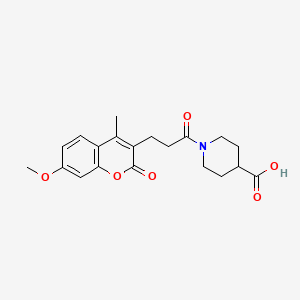 1-[3-(7-methoxy-4-methyl-2-oxo-2H-chromen-3-yl)propanoyl]-4-piperidinecarboxylic acid