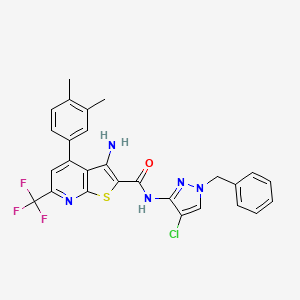 3-amino-N-(1-benzyl-4-chloro-1H-pyrazol-3-yl)-4-(3,4-dimethylphenyl)-6-(trifluoromethyl)thieno[2,3-b]pyridine-2-carboxamide