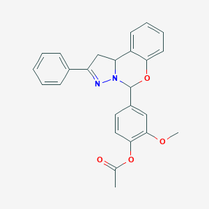 molecular formula C25H22N2O4 B464730 2-Methoxy-4-(2-phenyl-1,10b-dihydropyrazolo[1,5-c][1,3]benzoxazin-5-yl)phenyl acetate CAS No. 327069-30-7