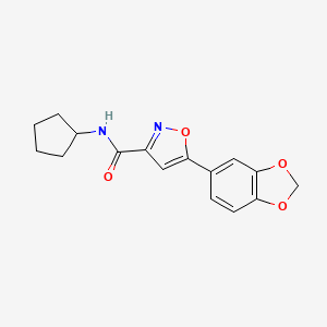 molecular formula C16H16N2O4 B4647305 5-(1,3-benzodioxol-5-yl)-N-cyclopentyl-3-isoxazolecarboxamide 