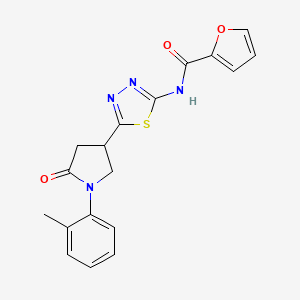 molecular formula C18H16N4O3S B4647336 N-{5-[1-(2-methylphenyl)-5-oxo-3-pyrrolidinyl]-1,3,4-thiadiazol-2-yl}-2-furamide 