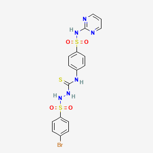 molecular formula C17H15BrN6O4S3 B4647340 2-[(4-bromophenyl)sulfonyl]-N-{4-[(2-pyrimidinylamino)sulfonyl]phenyl}hydrazinecarbothioamide 