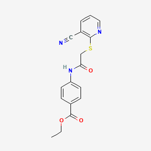 molecular formula C17H15N3O3S B4647368 ethyl 4-({[(3-cyano-2-pyridinyl)thio]acetyl}amino)benzoate 