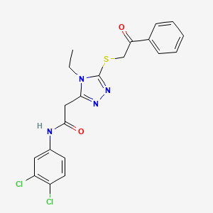molecular formula C20H18Cl2N4O2S B4647382 N-(3,4-dichlorophenyl)-2-{4-ethyl-5-[(2-oxo-2-phenylethyl)thio]-4H-1,2,4-triazol-3-yl}acetamide 