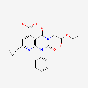 molecular formula C22H21N3O6 B4647384 methyl 7-cyclopropyl-3-(2-ethoxy-2-oxoethyl)-2,4-dioxo-1-phenyl-1,2,3,4-tetrahydropyrido[2,3-d]pyrimidine-5-carboxylate 