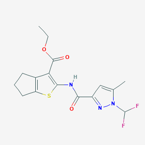 ethyl 2-({[1-(difluoromethyl)-5-methyl-1H-pyrazol-3-yl]carbonyl}amino)-5,6-dihydro-4H-cyclopenta[b]thiophene-3-carboxylate