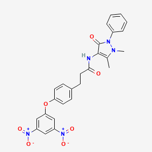 N-(1,5-dimethyl-3-oxo-2-phenyl-2,3-dihydro-1H-pyrazol-4-yl)-3-[4-(3,5-dinitrophenoxy)phenyl]propanamide