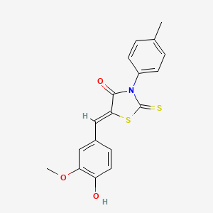 molecular formula C18H15NO3S2 B4647501 5-(4-hydroxy-3-methoxybenzylidene)-3-(4-methylphenyl)-2-thioxo-1,3-thiazolidin-4-one 