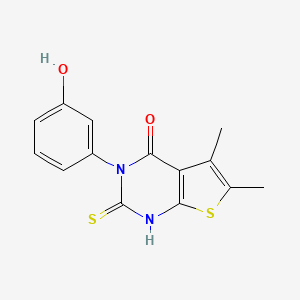 molecular formula C14H12N2O2S2 B4647558 3-(3-hydroxyphenyl)-2-mercapto-5,6-dimethylthieno[2,3-d]pyrimidin-4(3H)-one 