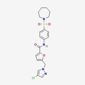 N-[4-(1-azepanylsulfonyl)phenyl]-5-[(4-chloro-1H-pyrazol-1-yl)methyl]-2-furamide