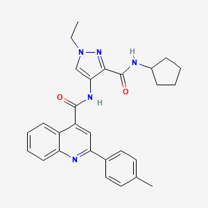 molecular formula C28H29N5O2 B4647648 N-{3-[(cyclopentylamino)carbonyl]-1-ethyl-1H-pyrazol-4-yl}-2-(4-methylphenyl)-4-quinolinecarboxamide 