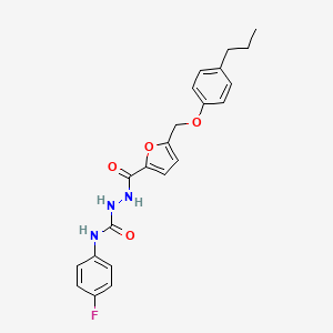 molecular formula C22H22FN3O4 B4647679 N-(4-fluorophenyl)-2-{5-[(4-propylphenoxy)methyl]-2-furoyl}hydrazinecarboxamide 