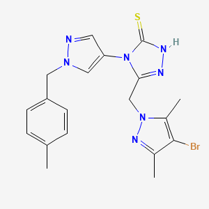 molecular formula C19H20BrN7S B4647705 5-[(4-bromo-3,5-dimethyl-1H-pyrazol-1-yl)methyl]-4-[1-(4-methylbenzyl)-1H-pyrazol-4-yl]-4H-1,2,4-triazole-3-thiol 