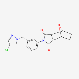 molecular formula C18H16ClN3O3 B4647737 4-{3-[(4-chloro-1H-pyrazol-1-yl)methyl]phenyl}-10-oxa-4-azatricyclo[5.2.1.0~2,6~]decane-3,5-dione 