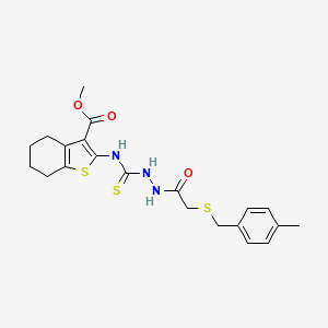 molecular formula C21H25N3O3S3 B4647742 methyl 2-{[(2-{[(4-methylbenzyl)thio]acetyl}hydrazino)carbonothioyl]amino}-4,5,6,7-tetrahydro-1-benzothiophene-3-carboxylate 