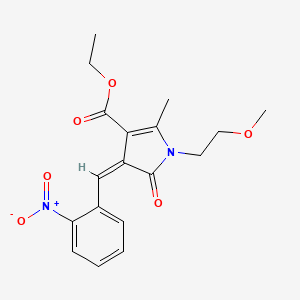 molecular formula C18H20N2O6 B4647748 ethyl 1-(2-methoxyethyl)-2-methyl-4-(2-nitrobenzylidene)-5-oxo-4,5-dihydro-1H-pyrrole-3-carboxylate 
