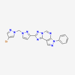 molecular formula C19H13BrN10 B4647749 2-{1-[(4-bromo-1H-pyrazol-1-yl)methyl]-1H-pyrazol-3-yl}-7-phenyl-7H-pyrazolo[4,3-e][1,2,4]triazolo[1,5-c]pyrimidine 