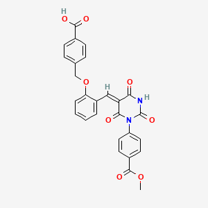 molecular formula C27H20N2O8 B4647773 4-[(2-{[1-[4-(methoxycarbonyl)phenyl]-2,4,6-trioxotetrahydro-5(2H)-pyrimidinylidene]methyl}phenoxy)methyl]benzoic acid 
