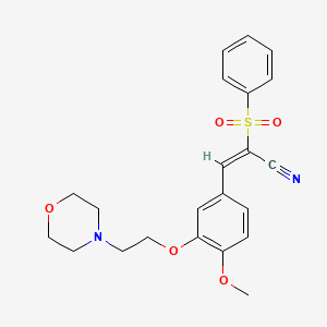 molecular formula C22H24N2O5S B4647796 3-{4-methoxy-3-[2-(4-morpholinyl)ethoxy]phenyl}-2-(phenylsulfonyl)acrylonitrile 