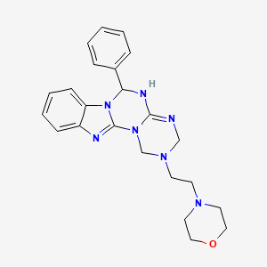 molecular formula C23H27N7O B4647797 2-[2-(4-morpholinyl)ethyl]-6-phenyl-2,3,4,6-tetrahydro-1H-[1,3,5]triazino[1',2':3,4][1,3,5]triazino[1,2-a]benzimidazole 