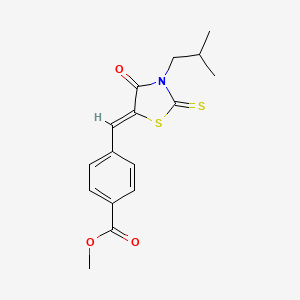 molecular formula C16H17NO3S2 B4647945 methyl 4-[(3-isobutyl-4-oxo-2-thioxo-1,3-thiazolidin-5-ylidene)methyl]benzoate 
