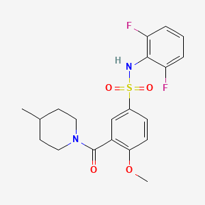 molecular formula C20H22F2N2O4S B4647947 N-(2,6-difluorophenyl)-4-methoxy-3-[(4-methyl-1-piperidinyl)carbonyl]benzenesulfonamide 