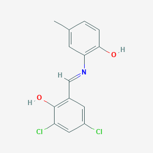 molecular formula C14H11Cl2NO2 B464798 2,4-Dichloro-6-{[(2-hydroxy-5-methylphenyl)imino]methyl}phenol 