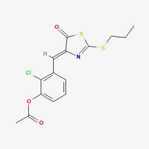 molecular formula C15H14ClNO3S2 B4647992 2-chloro-3-{[5-oxo-2-(propylthio)-1,3-thiazol-4(5H)-ylidene]methyl}phenyl acetate 