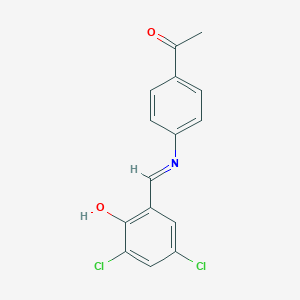 molecular formula C15H11Cl2NO2 B464801 1-{4-[(3,5-Dichloro-2-hydroxybenzylidene)amino]phenyl}ethanone 