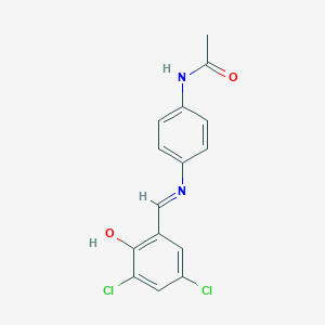 molecular formula C15H12Cl2N2O2 B464802 N-{4-[(3,5-dichloro-2-hydroxybenzylidene)amino]phenyl}acetamide 