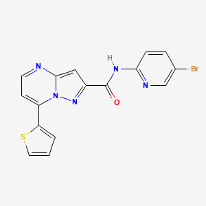 molecular formula C16H10BrN5OS B4648026 N-(5-bromo-2-pyridinyl)-7-(2-thienyl)pyrazolo[1,5-a]pyrimidine-2-carboxamide 