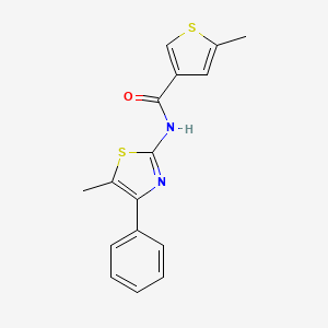 molecular formula C16H14N2OS2 B4648038 5-methyl-N-(5-methyl-4-phenyl-1,3-thiazol-2-yl)-3-thiophenecarboxamide 